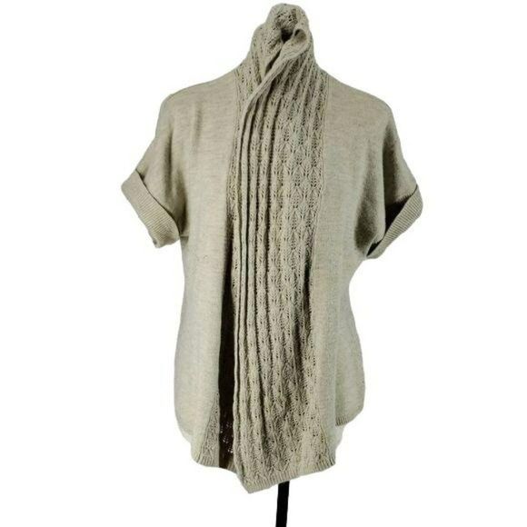 Maurices Women's Brown Tan Drape Short Sleeve Duster Cardigan Size 1 XL - Picture 3 of 6